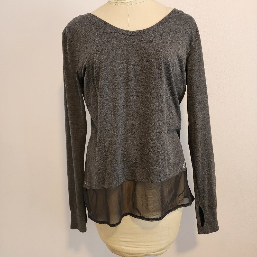 Adidas women's climalite top in grey with mesh trim, size M